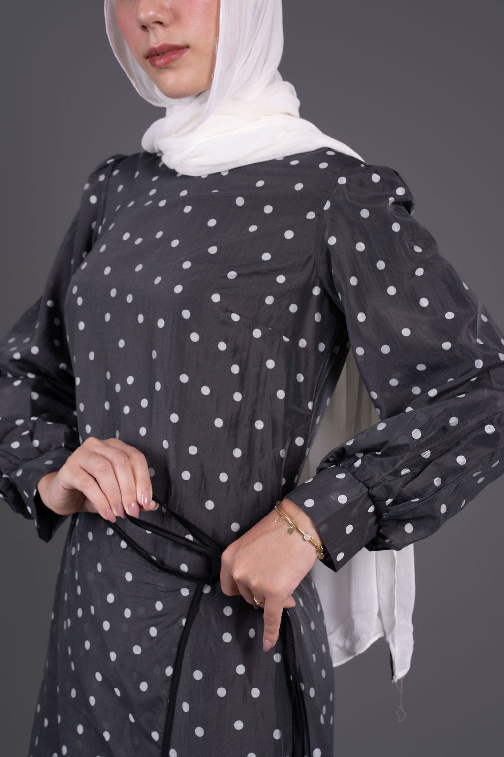 Polka Dots Wrap Dress -Black