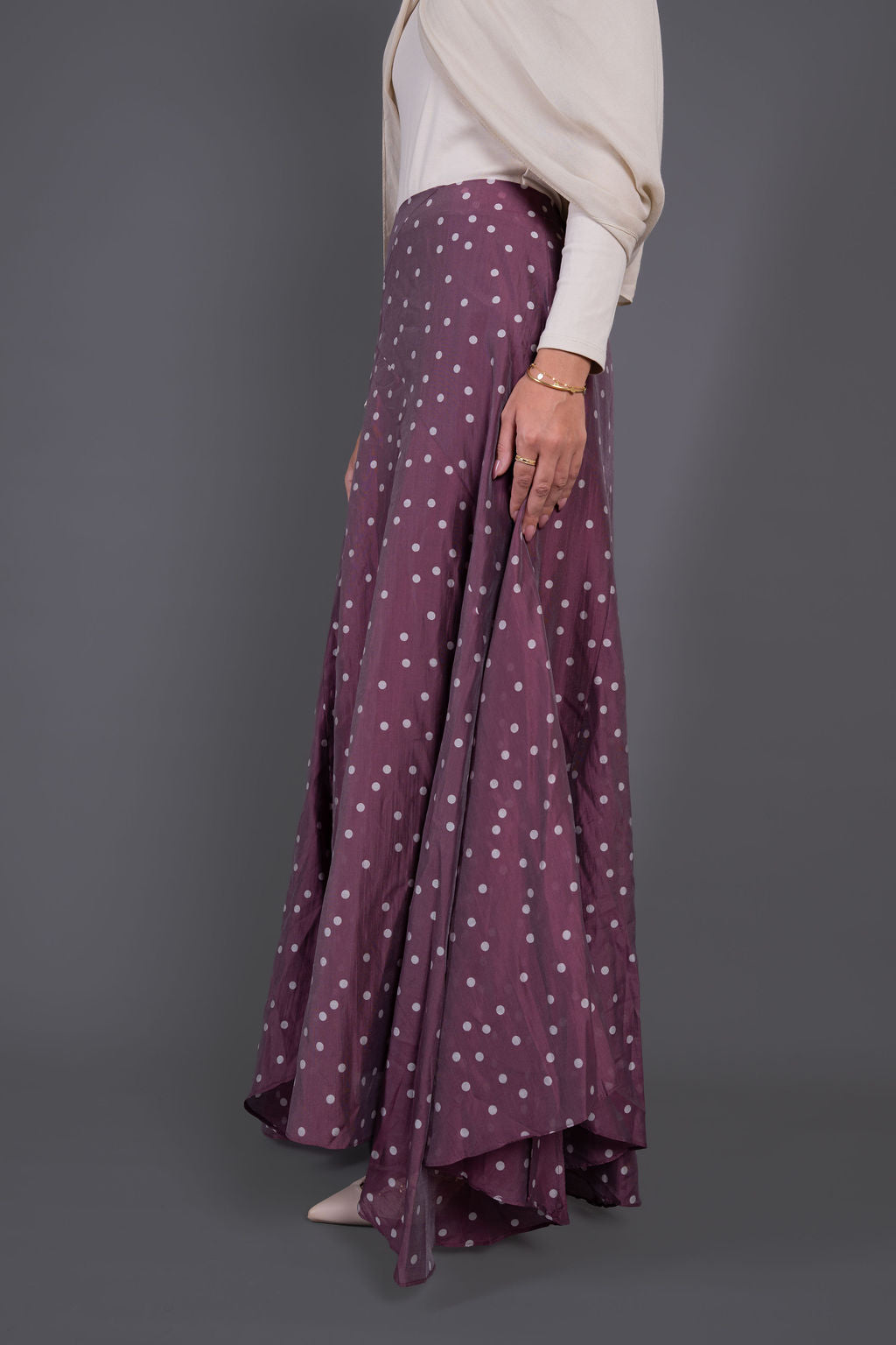 Polka Dots Skirt -Burghundy