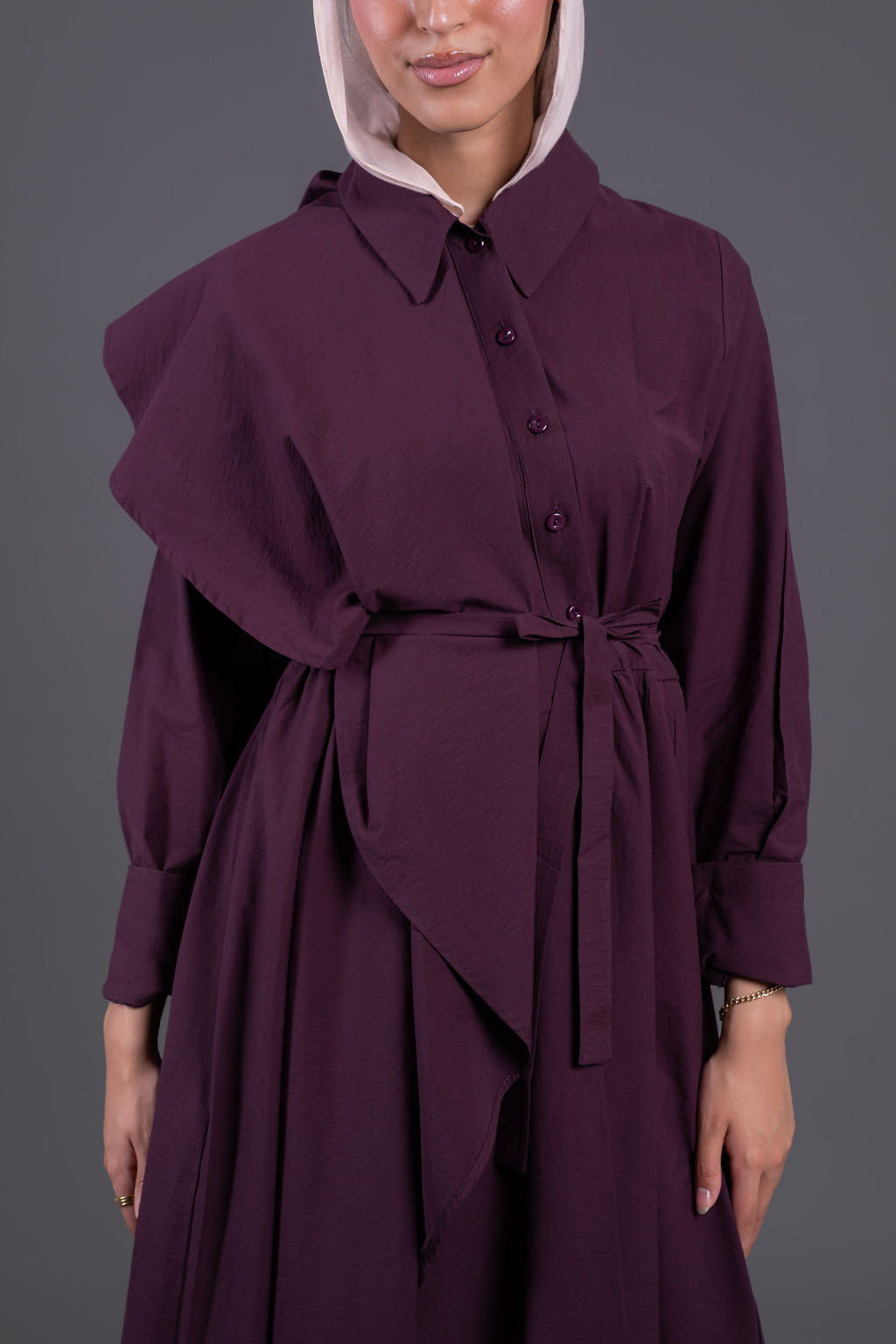 Front Ruffle Maxi Dress - Burghundy