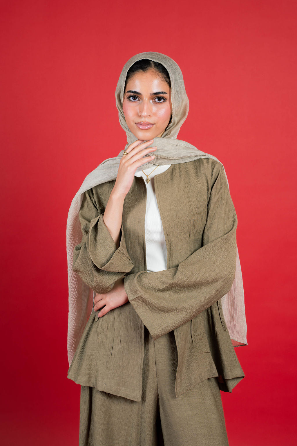Drawstring Waist Set-Olive