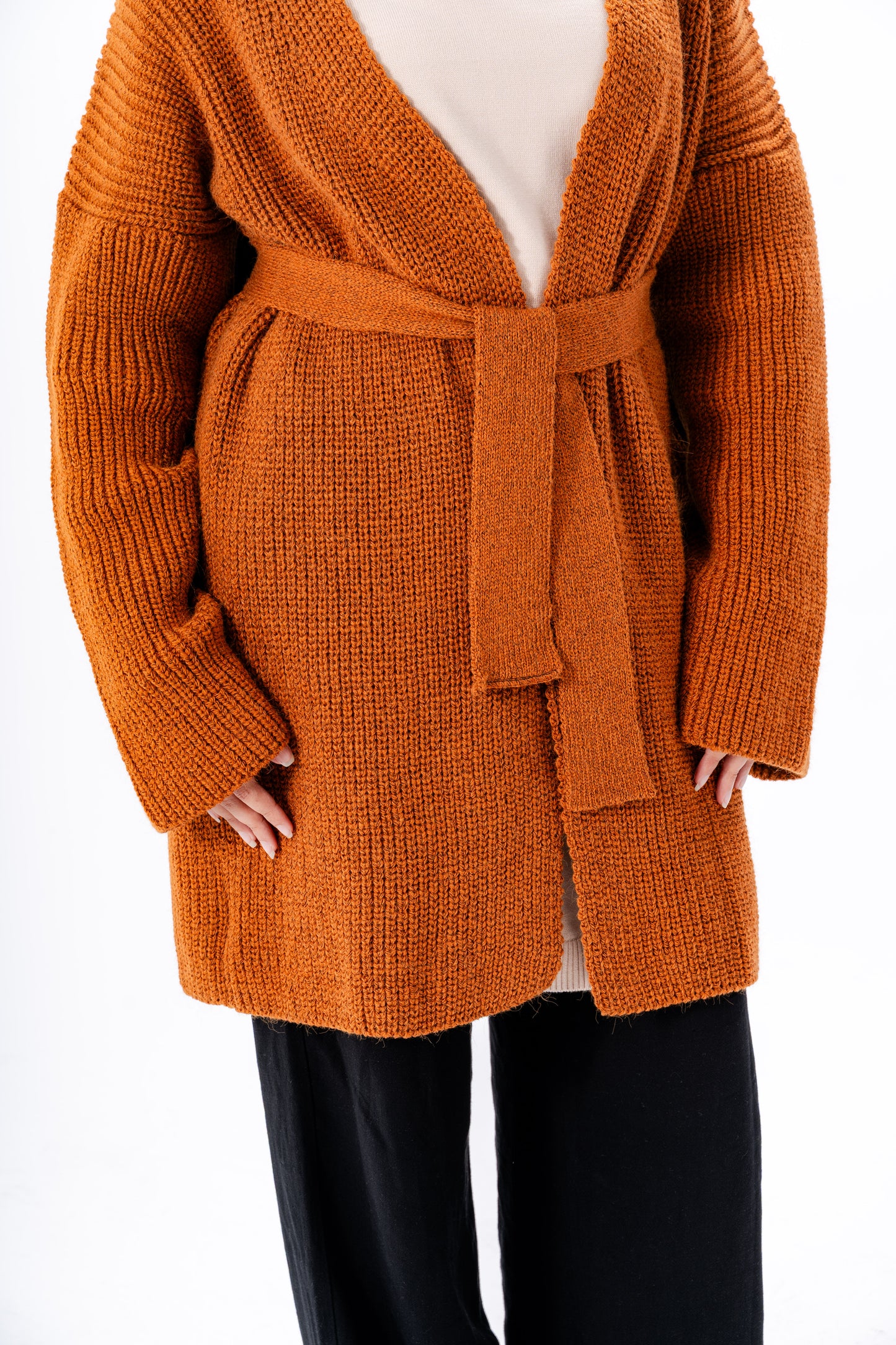 Oversized Knitted Cardigan -camel
