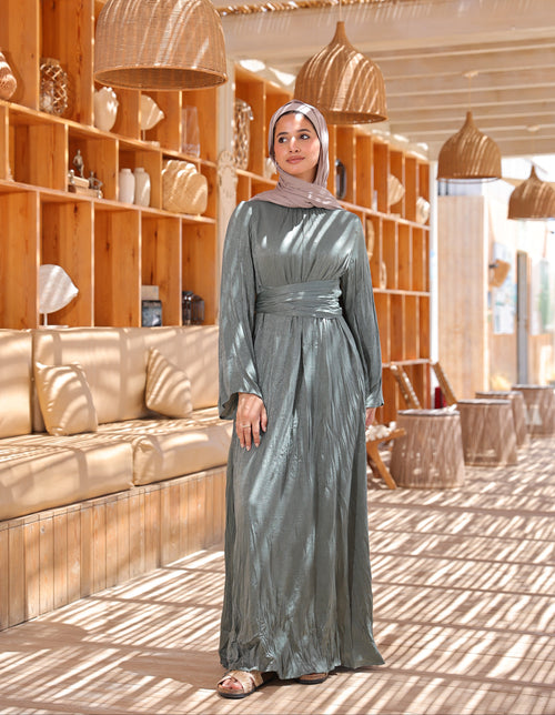 Crunchy Satin Dress - Mint