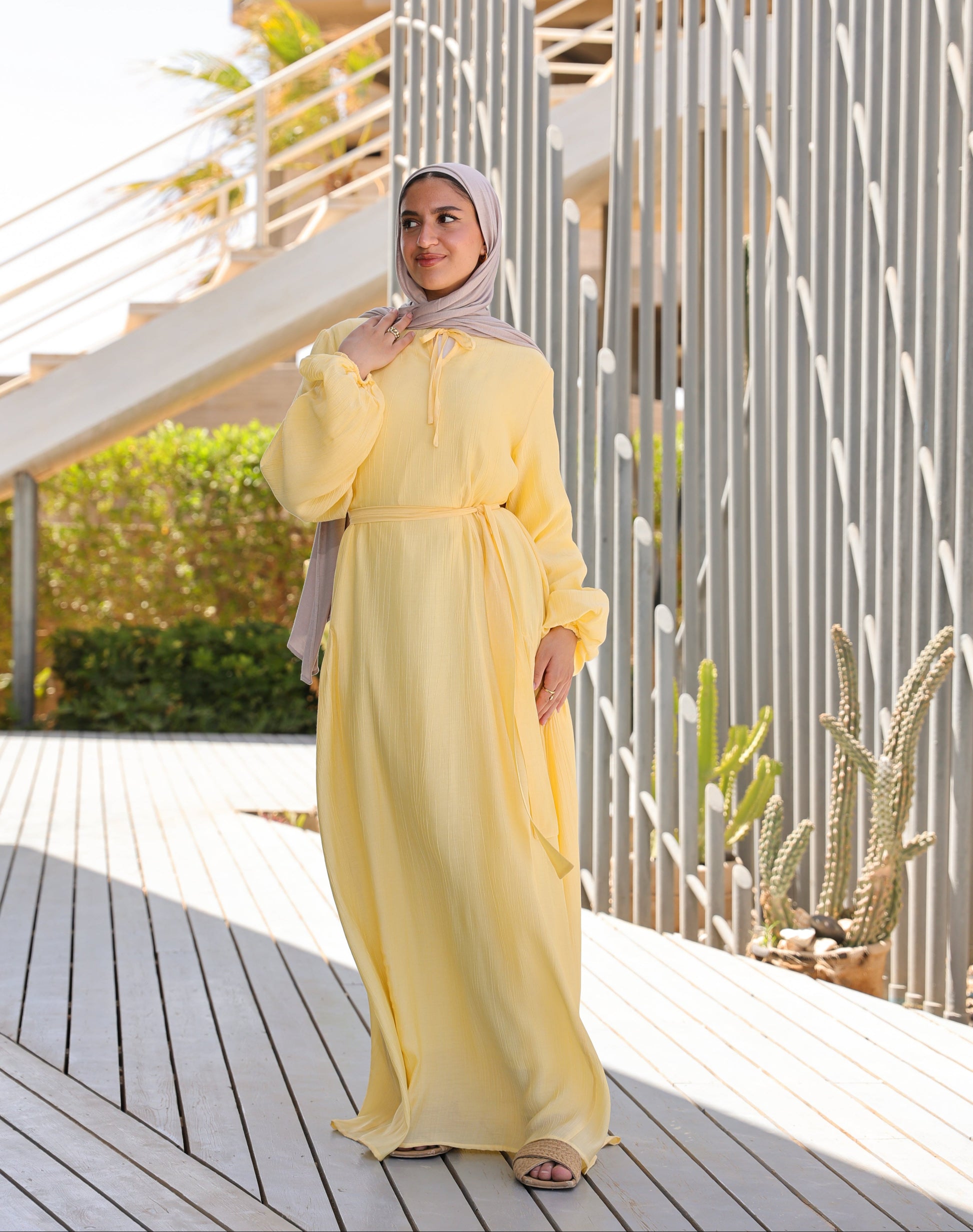 Side Ruffles Dress - Yellow