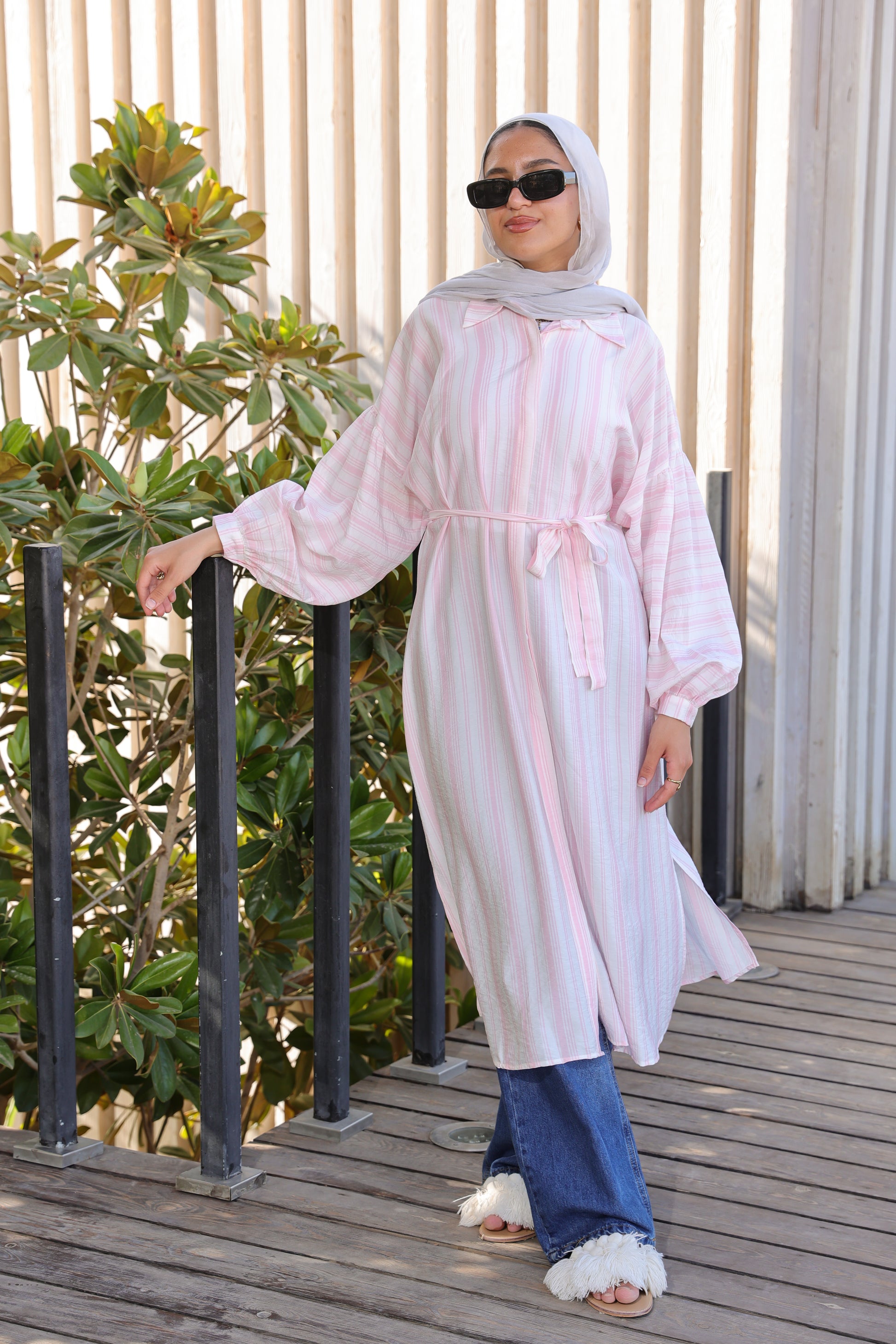 Striped Puffed Shirt - Pink