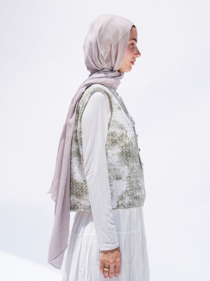 Cloud Tweed Vest-Olive