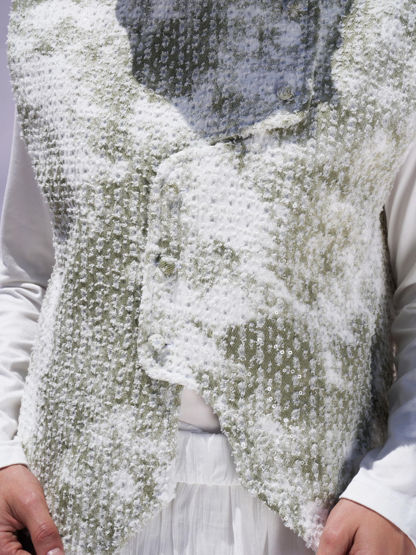 Cloud Tweed Vest-Olive