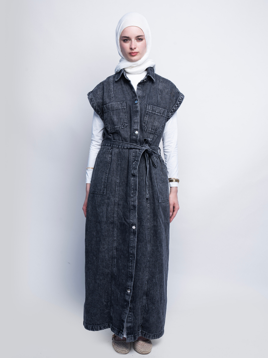 Denim Dress-Black