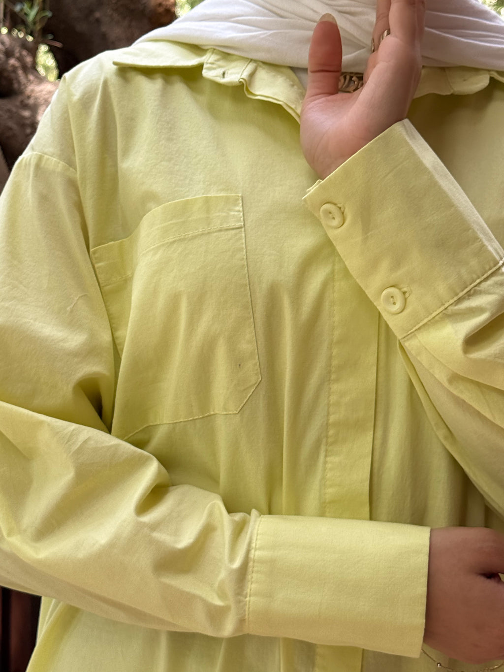 Side-slit Long Shirt- Lemon