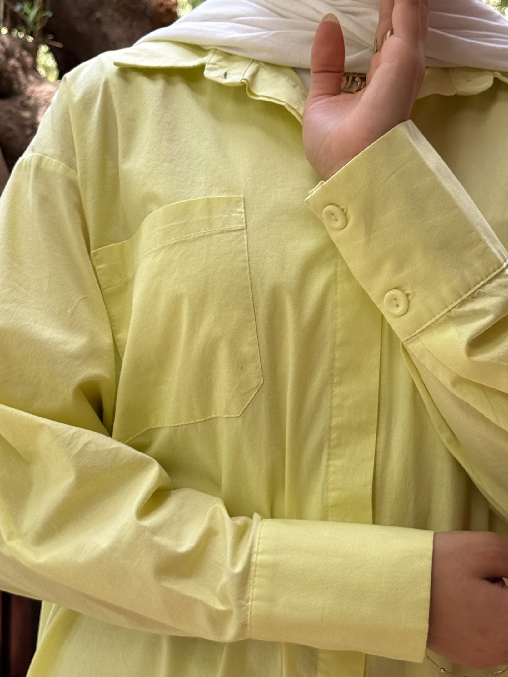 Side-slit Long Shirt- Lemon