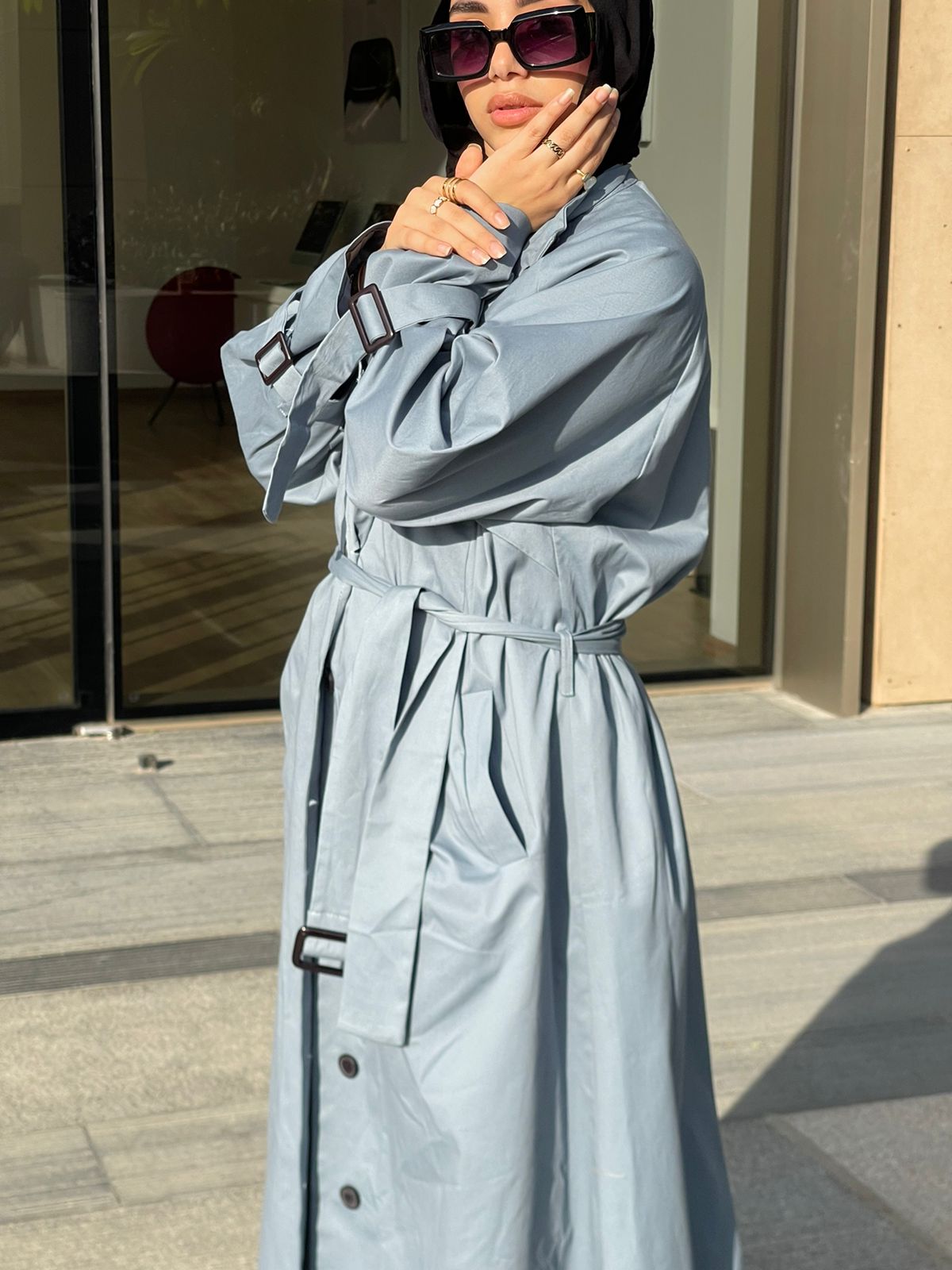 Gabardine Trench coat- Blue