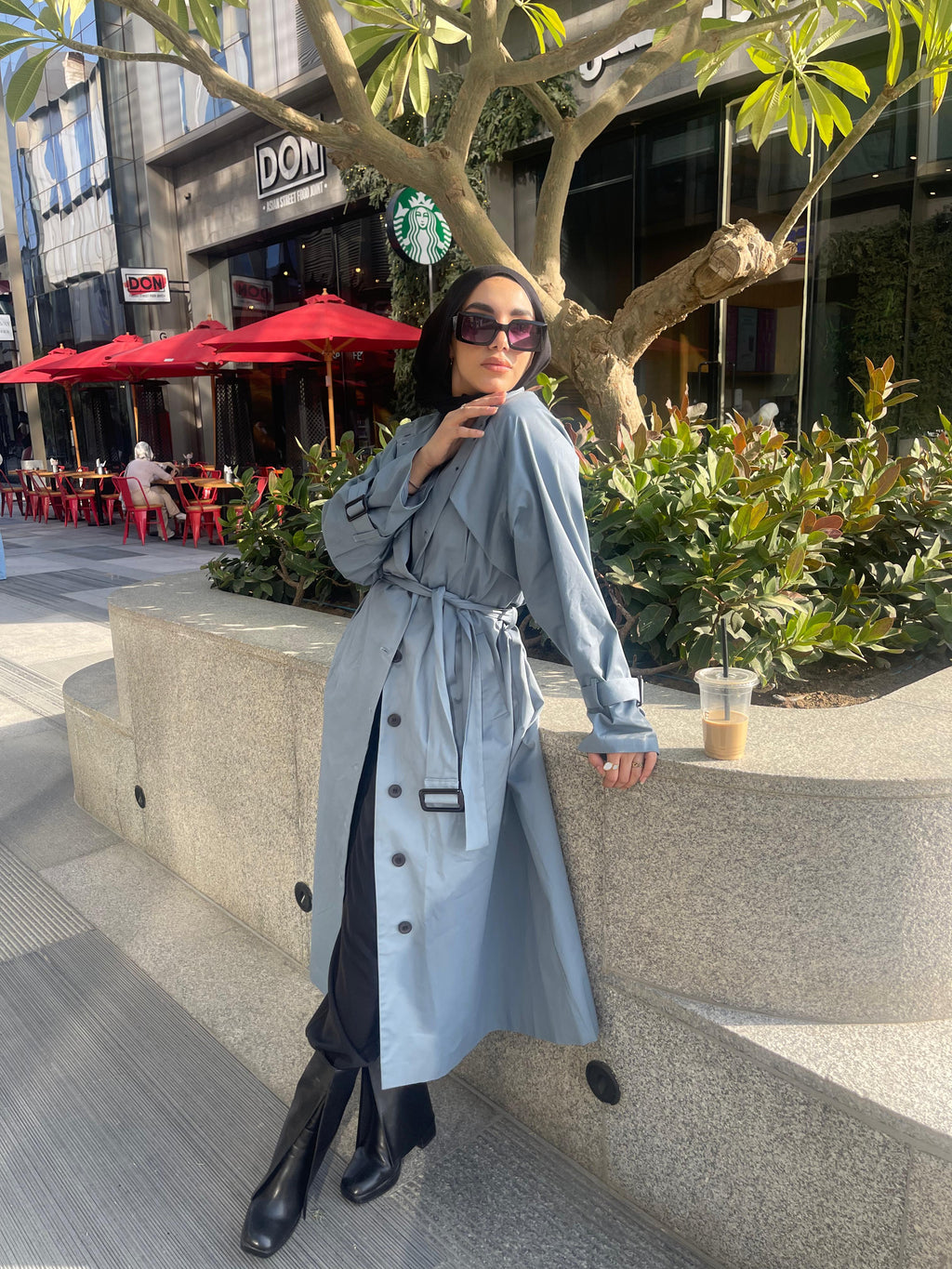 Gabardine Trench coat- Blue
