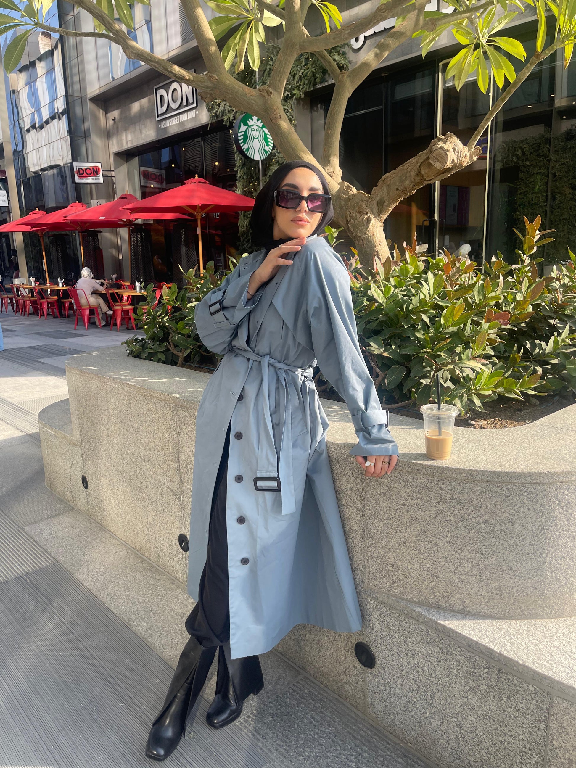 Gabardine Trench coat- Blue