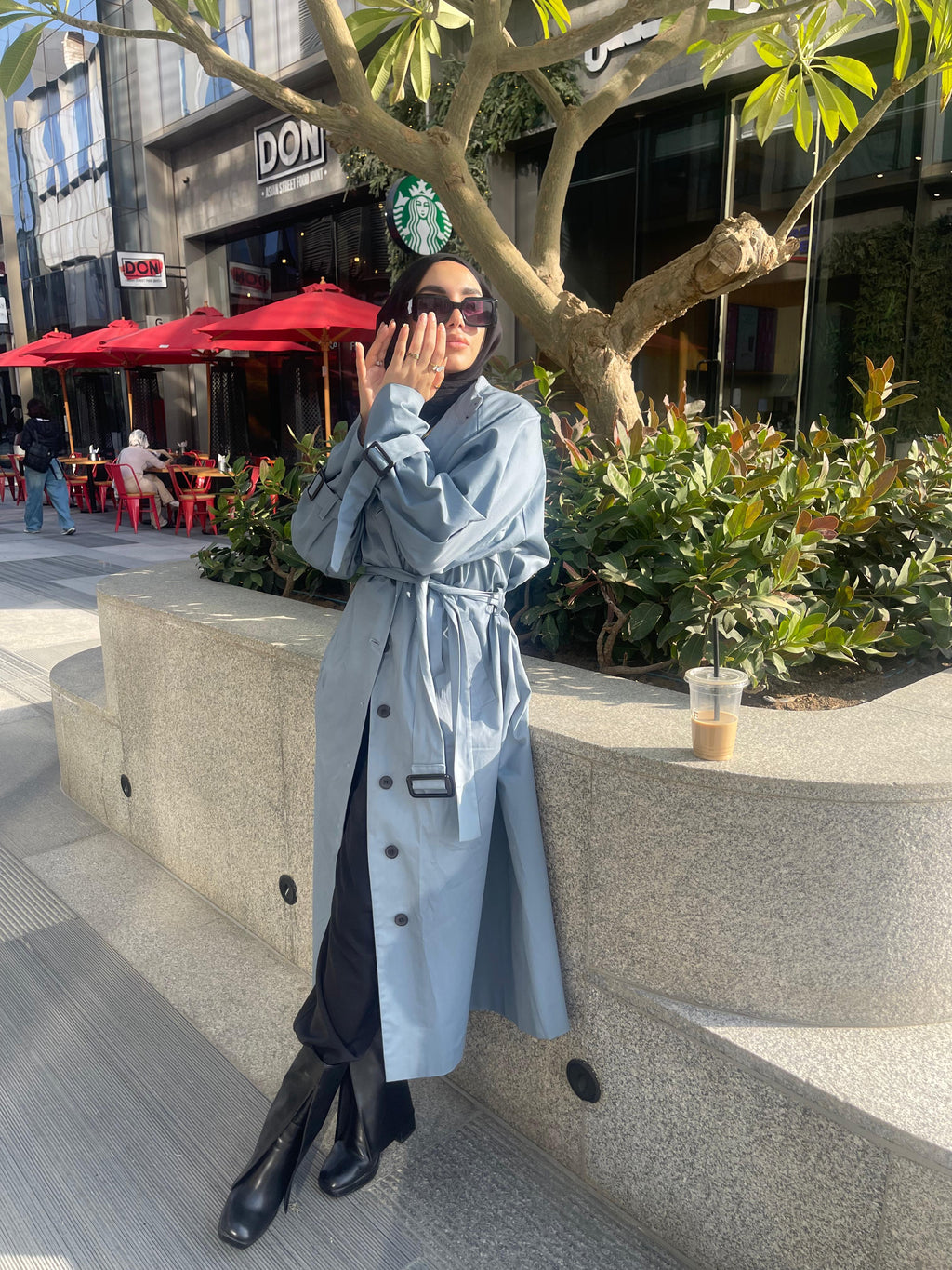 Gabardine Trench coat- Blue
