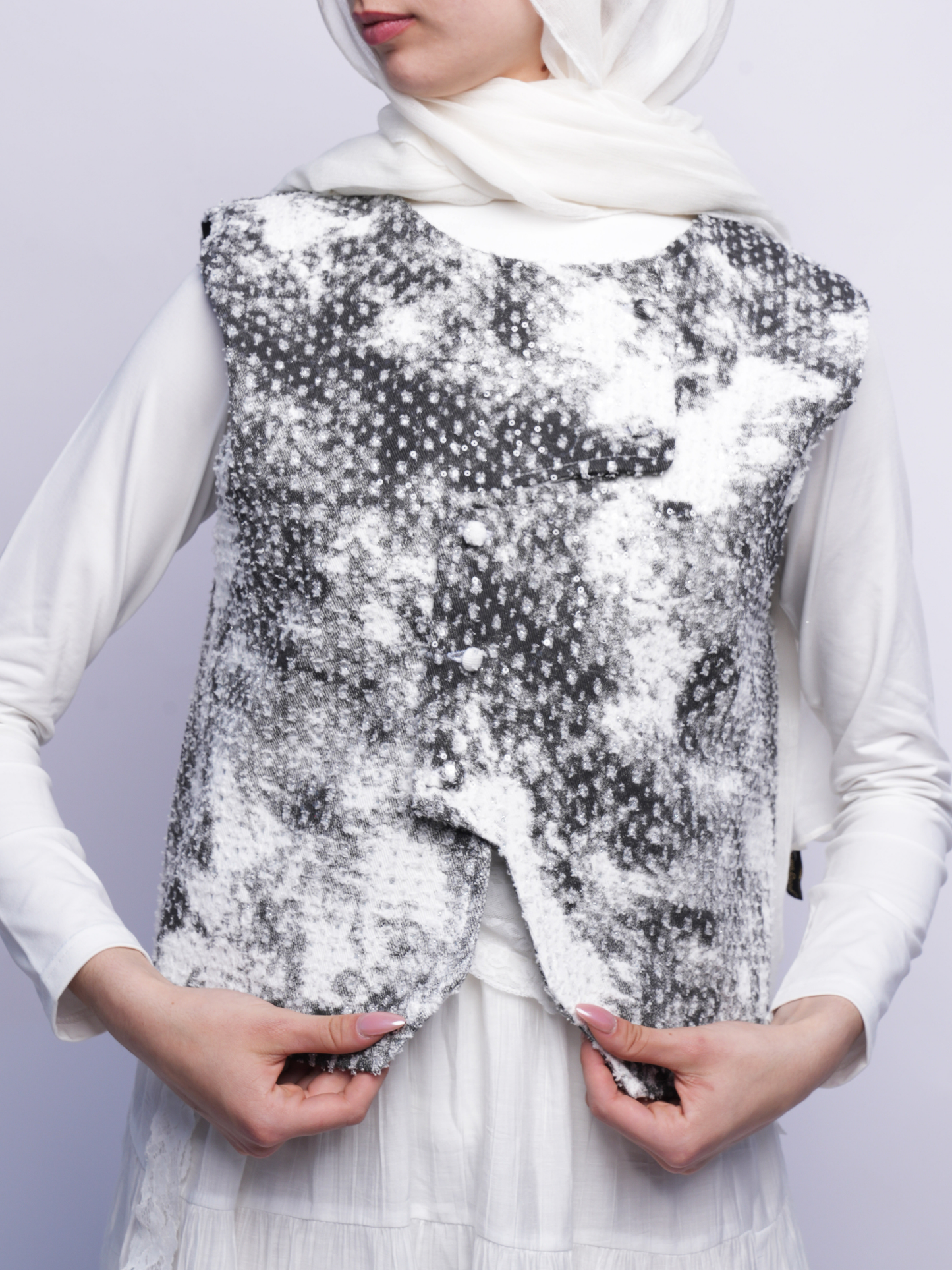Cloud Tweed vest-Black