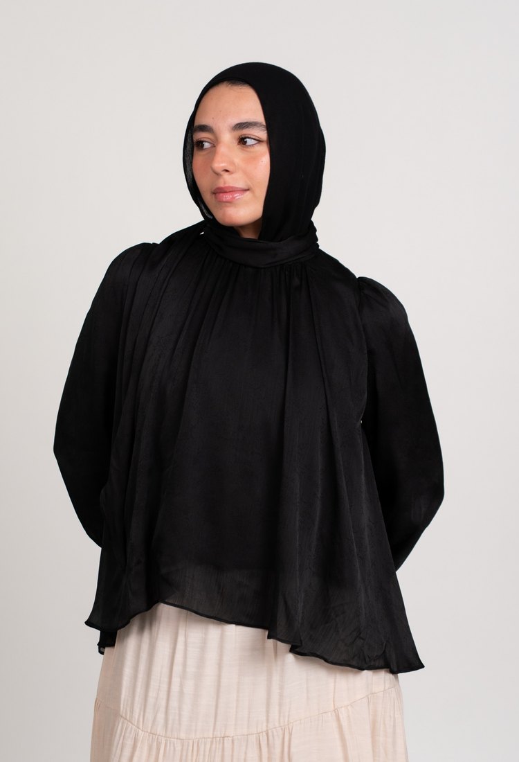 printed chiffon blouse - Black
