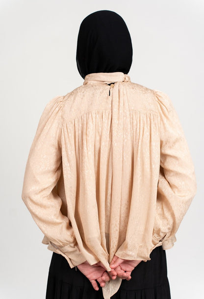 printed chiffon blouse - Beige
