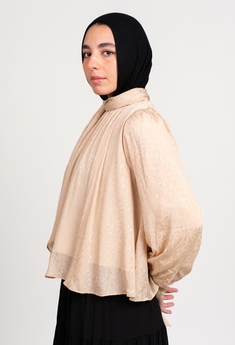 printed chiffon blouse - Beige