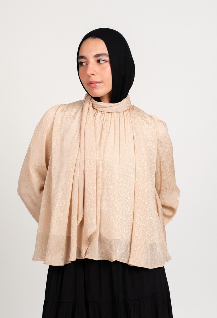 printed chiffon blouse - Beige