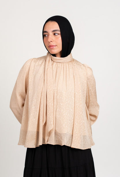 printed chiffon blouse - Beige