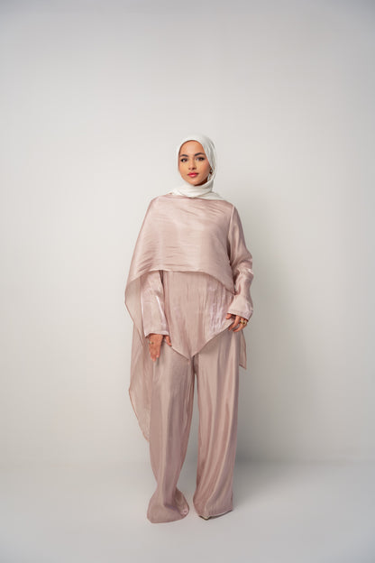 Draped Shimmer Set- Light Pink