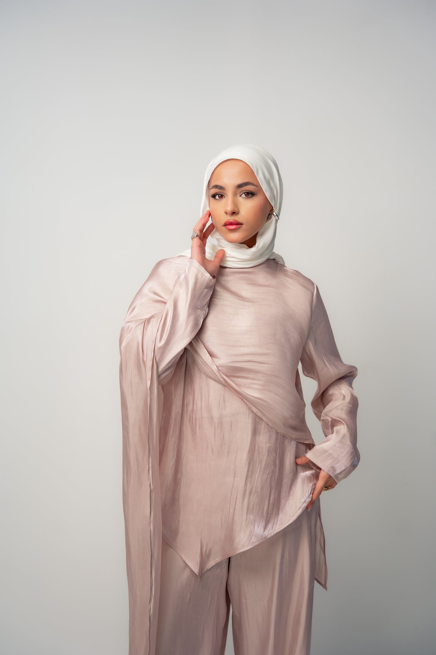 Draped Shimmer Set- Light Pink