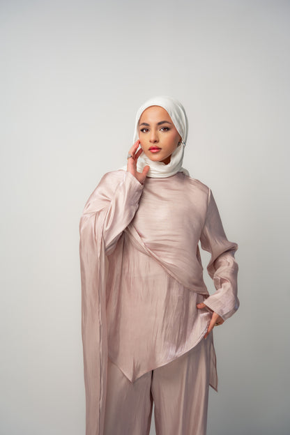 Draped Shimmer Set- Light Pink