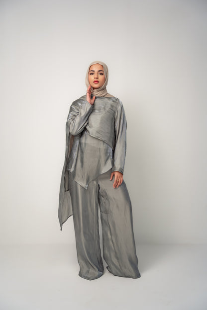 Draped Shimmer Set- Olive