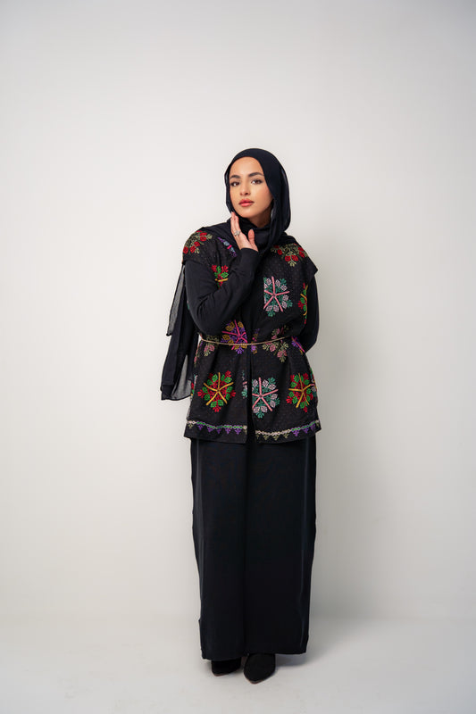 Embroidered Geometry Vest-Black