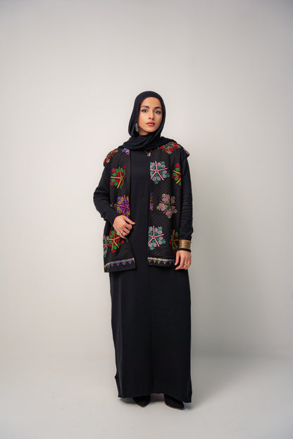Embroidered Geometry Vest-Black
