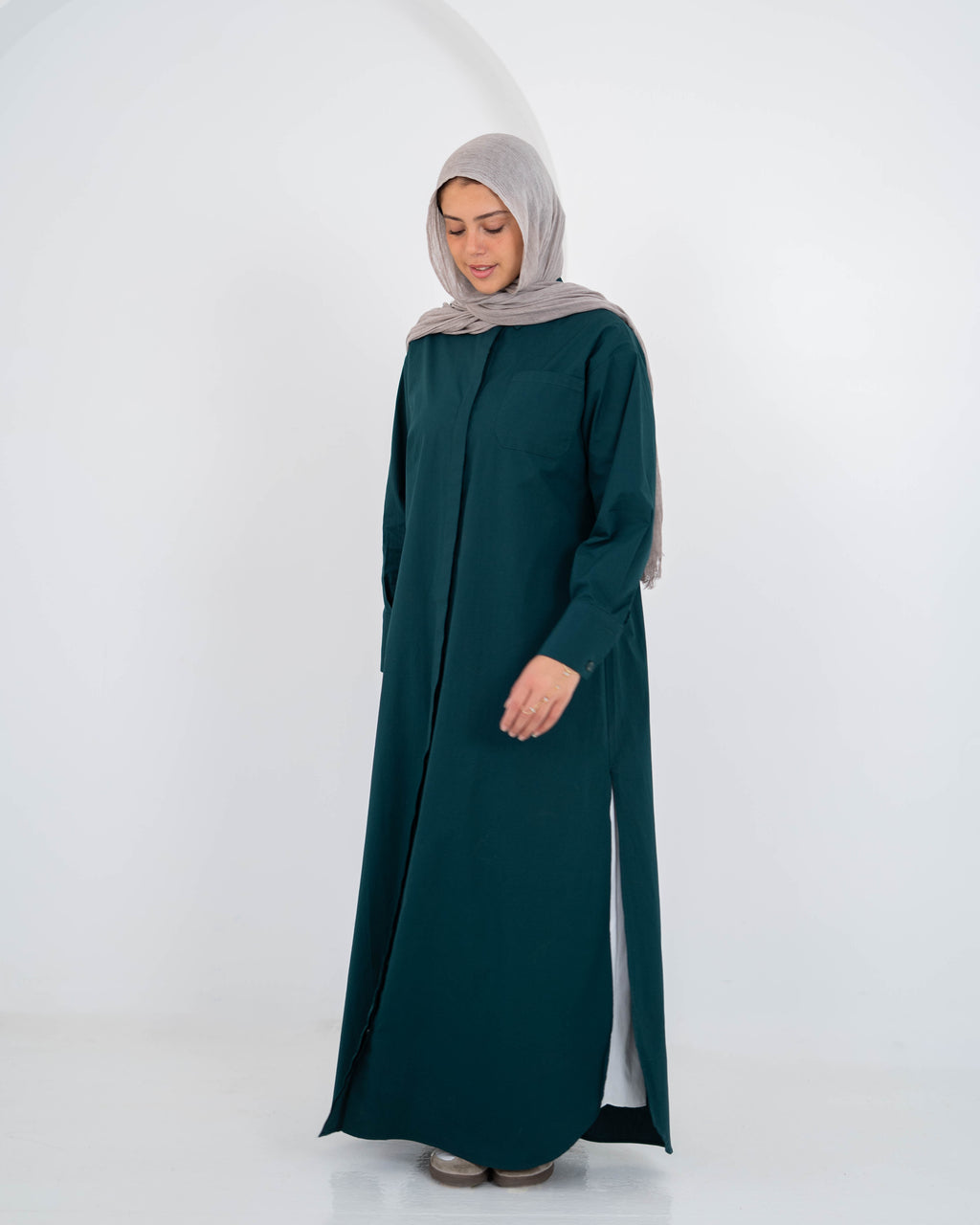 Double Side Slit  Shirt -Teal