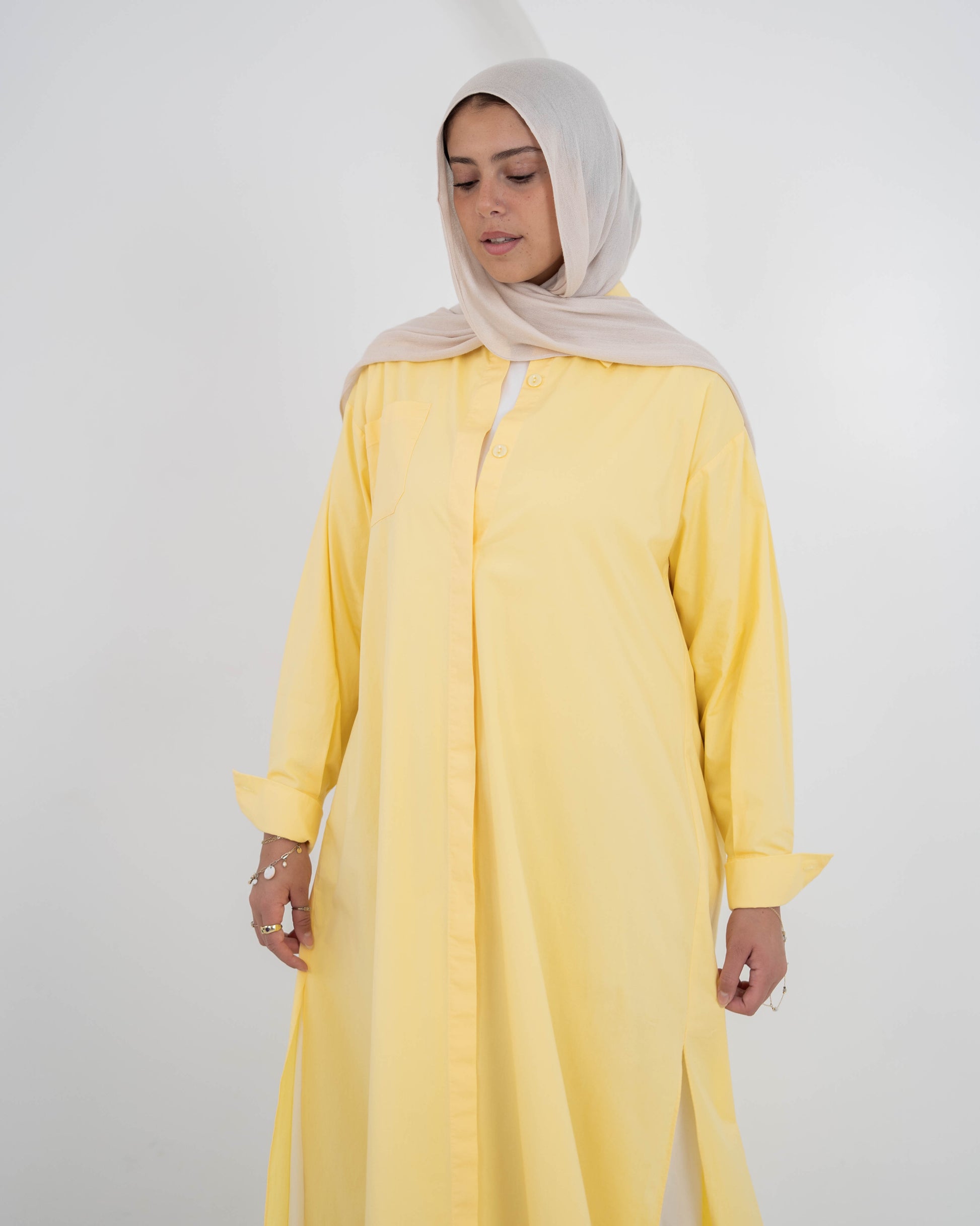 Double Side Slit  Shirt -yellow