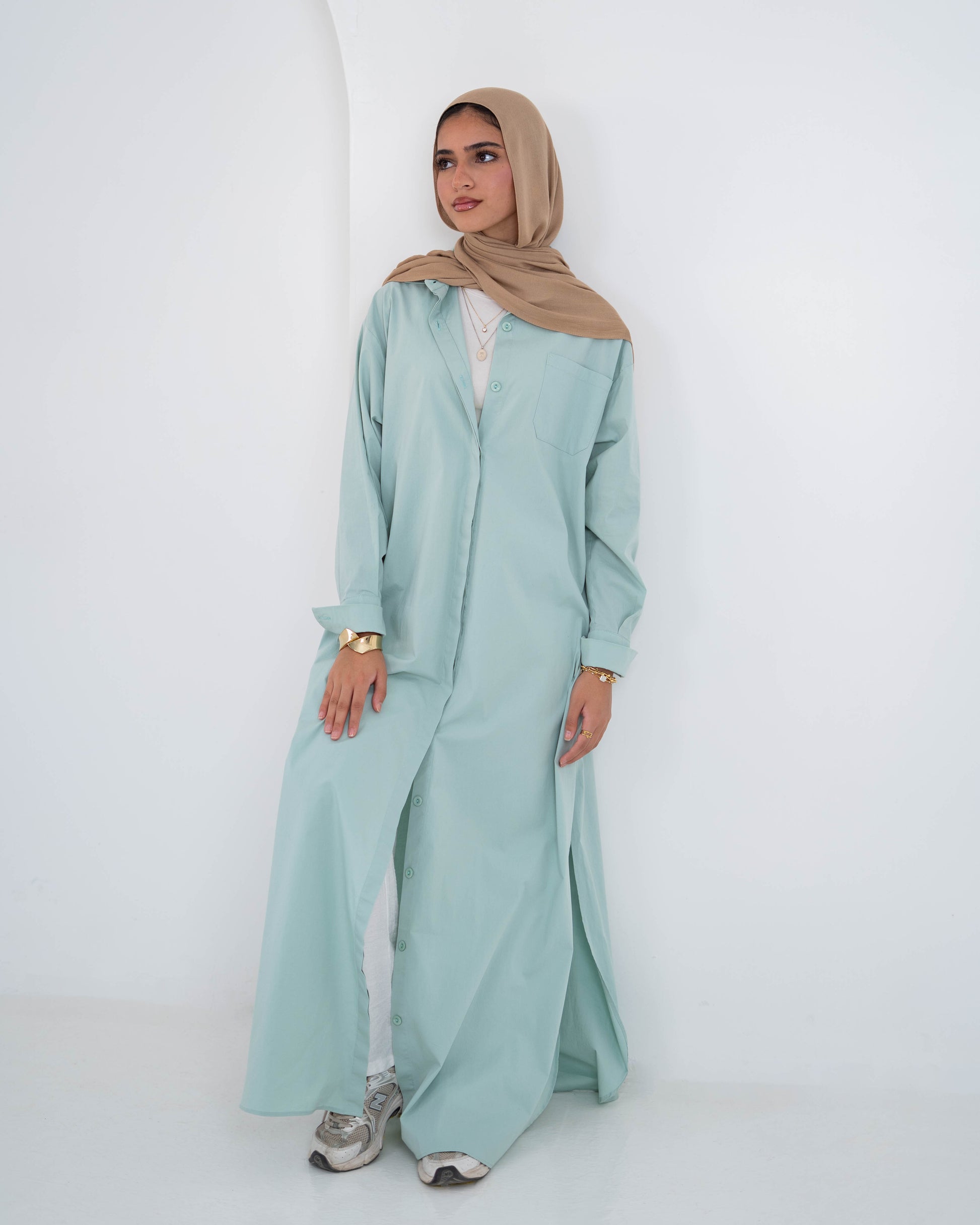 Double Side Slit  Shirt-Mint