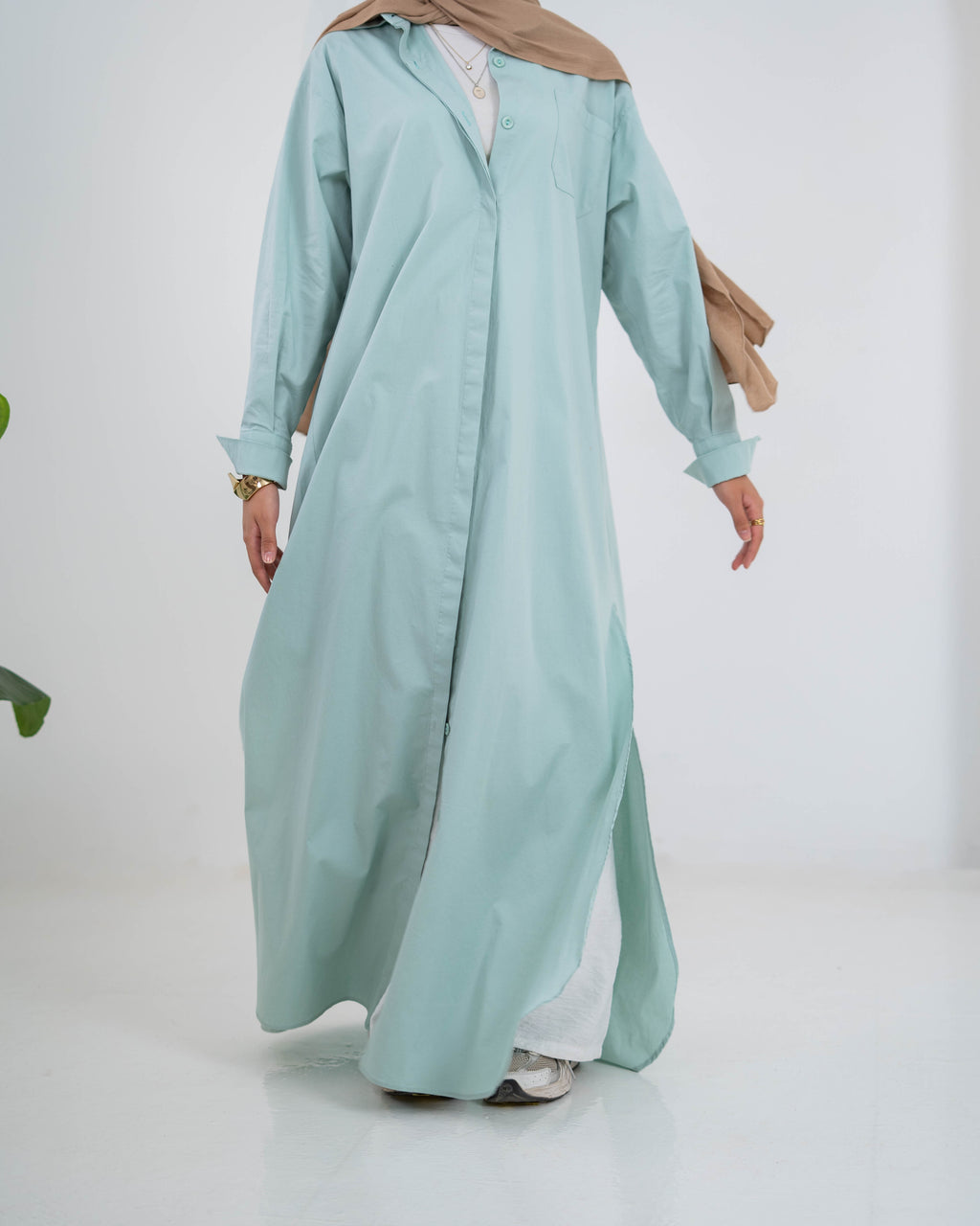 Double Side Slit  Shirt-Mint