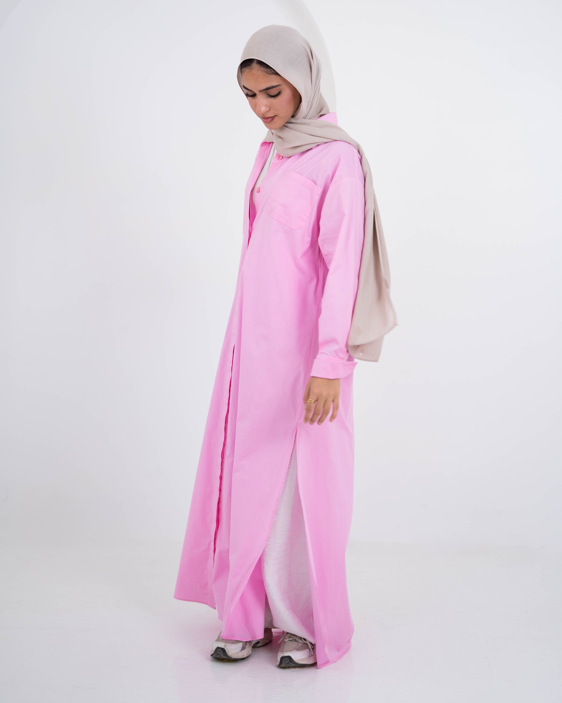 Double Side Slit  Shirt-Pink