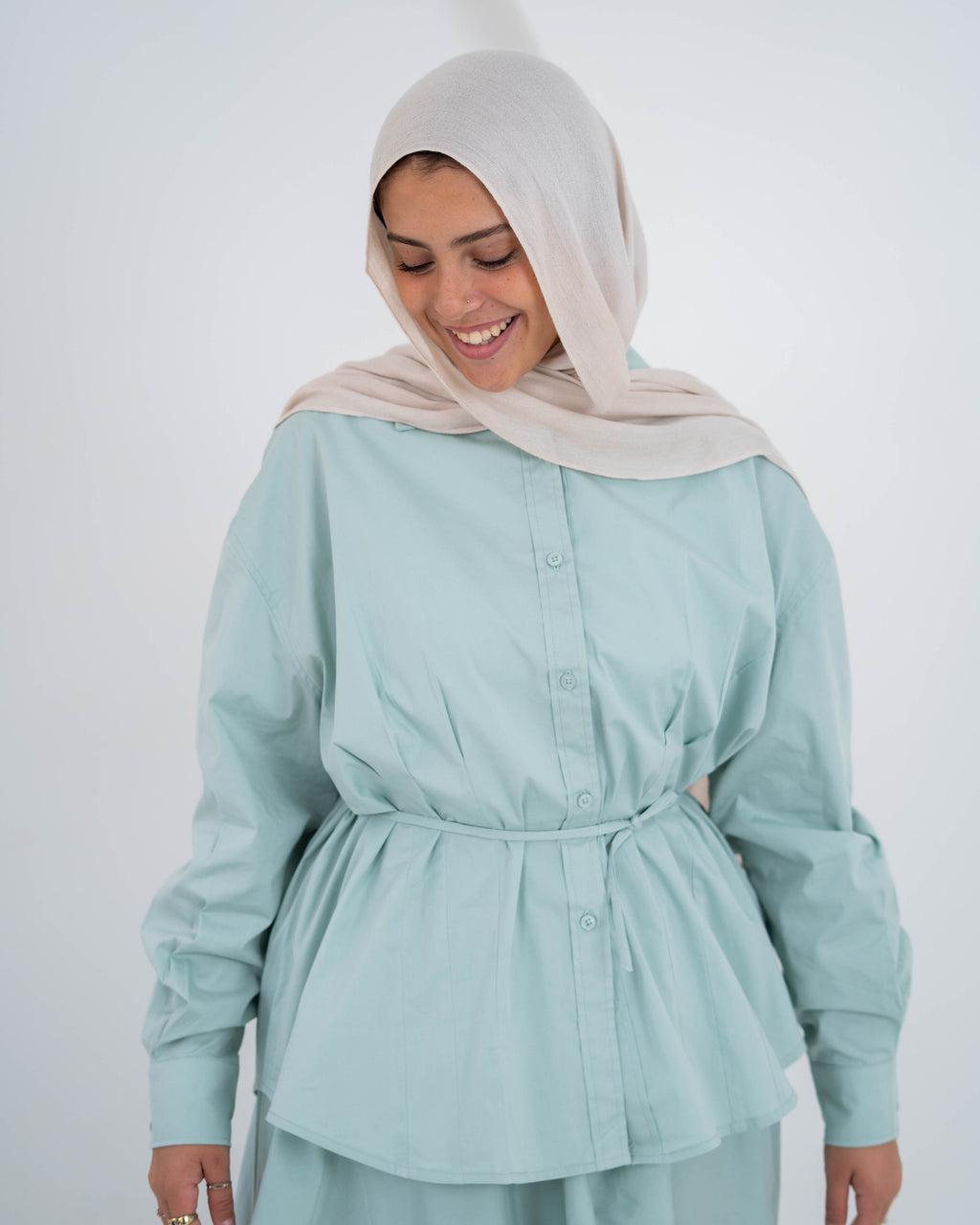 Pleated Detail Shirt -Mint