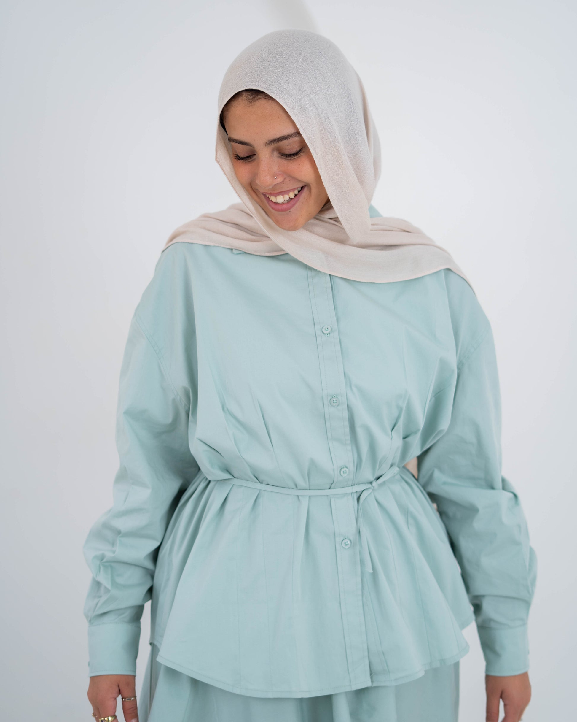 Pleated Detail Shirt -Mint