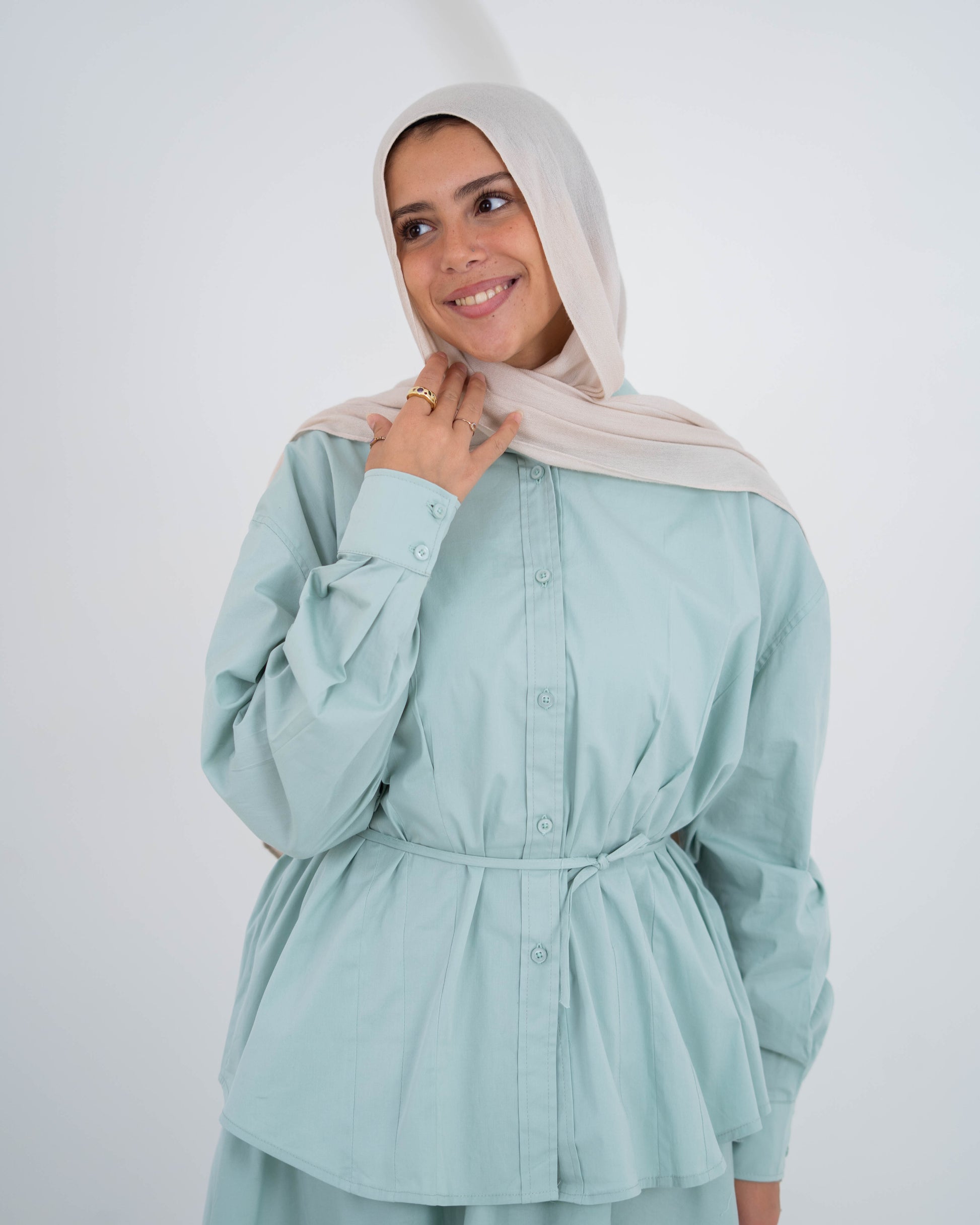 Pleated Detail Shirt -Mint