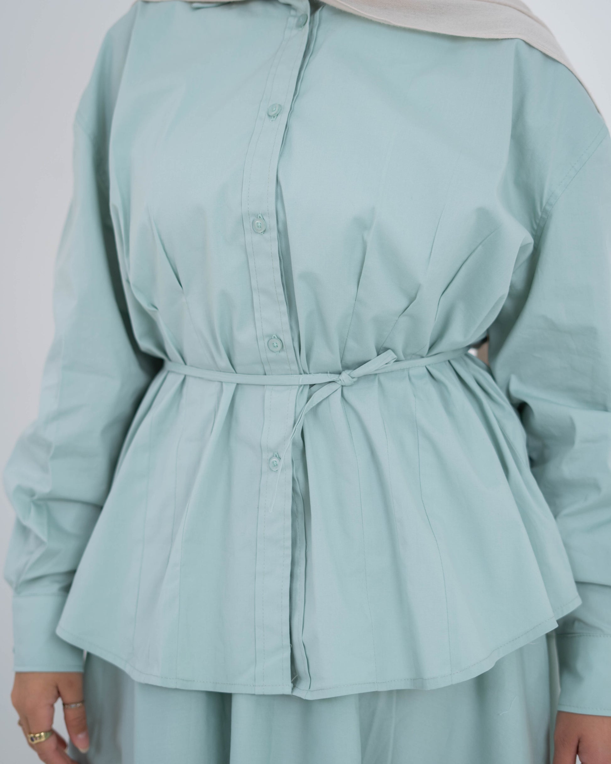 Pleated Detail Shirt -Mint