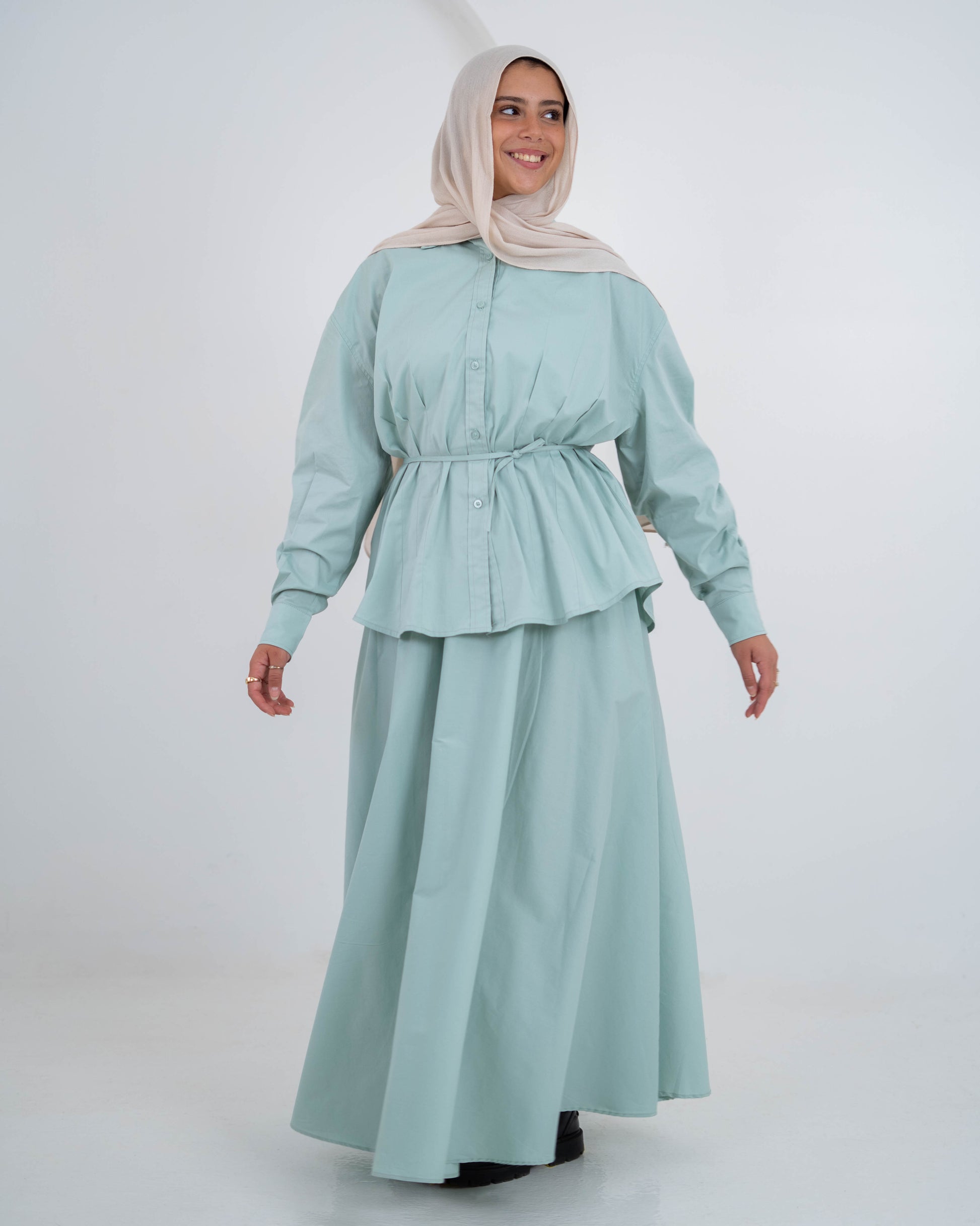 Pleated Detail Shirt -Mint