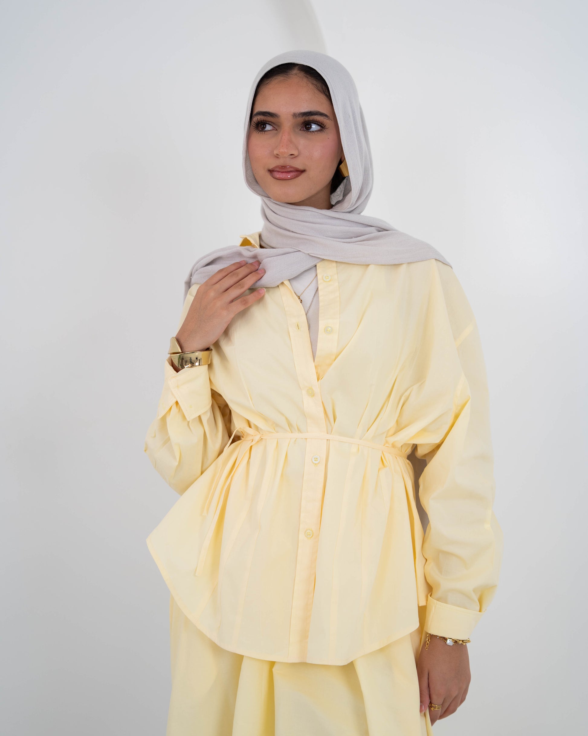 Pleated Detail Shirt -Yellow