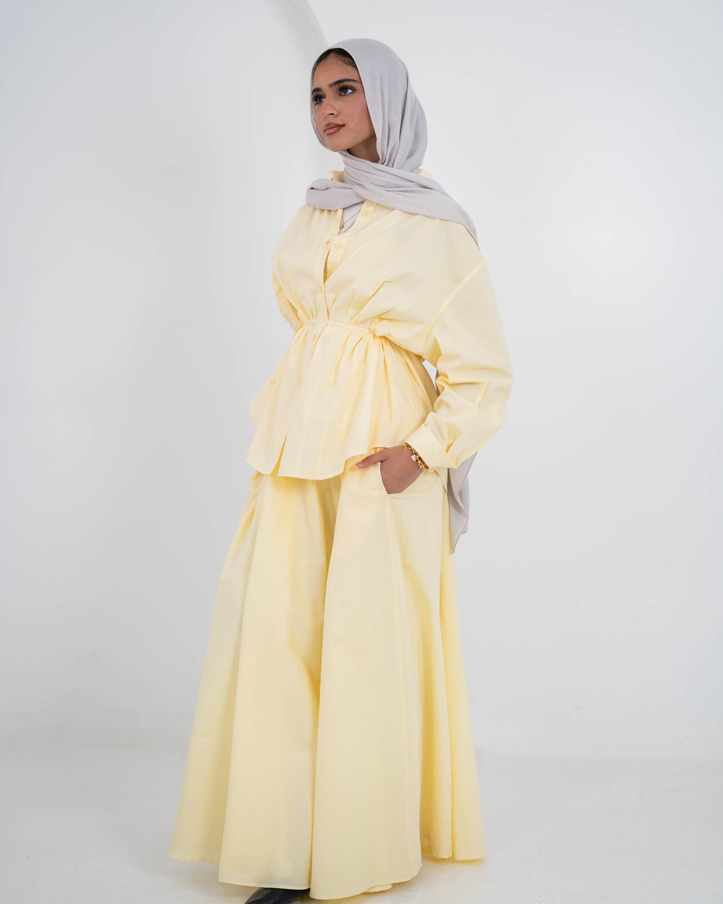 Pleated Detail Shirt -Yellow