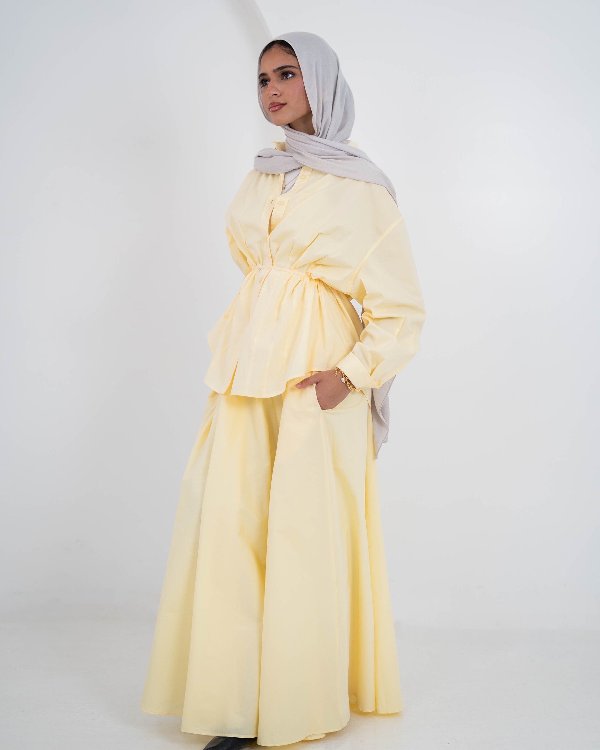 Pleated Detail Shirt -Yellow