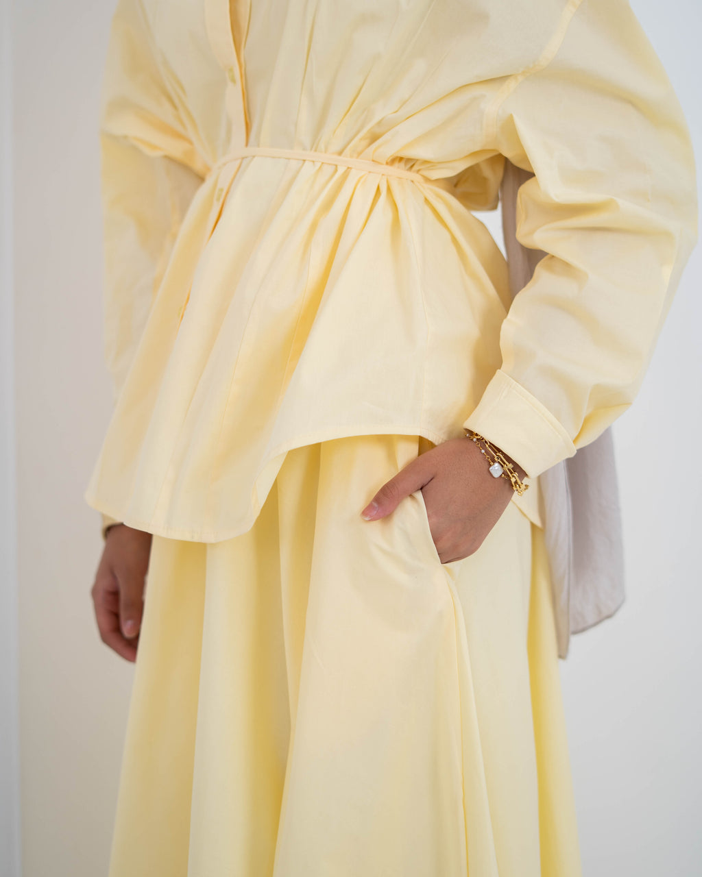 Pleated Detail Shirt -Yellow