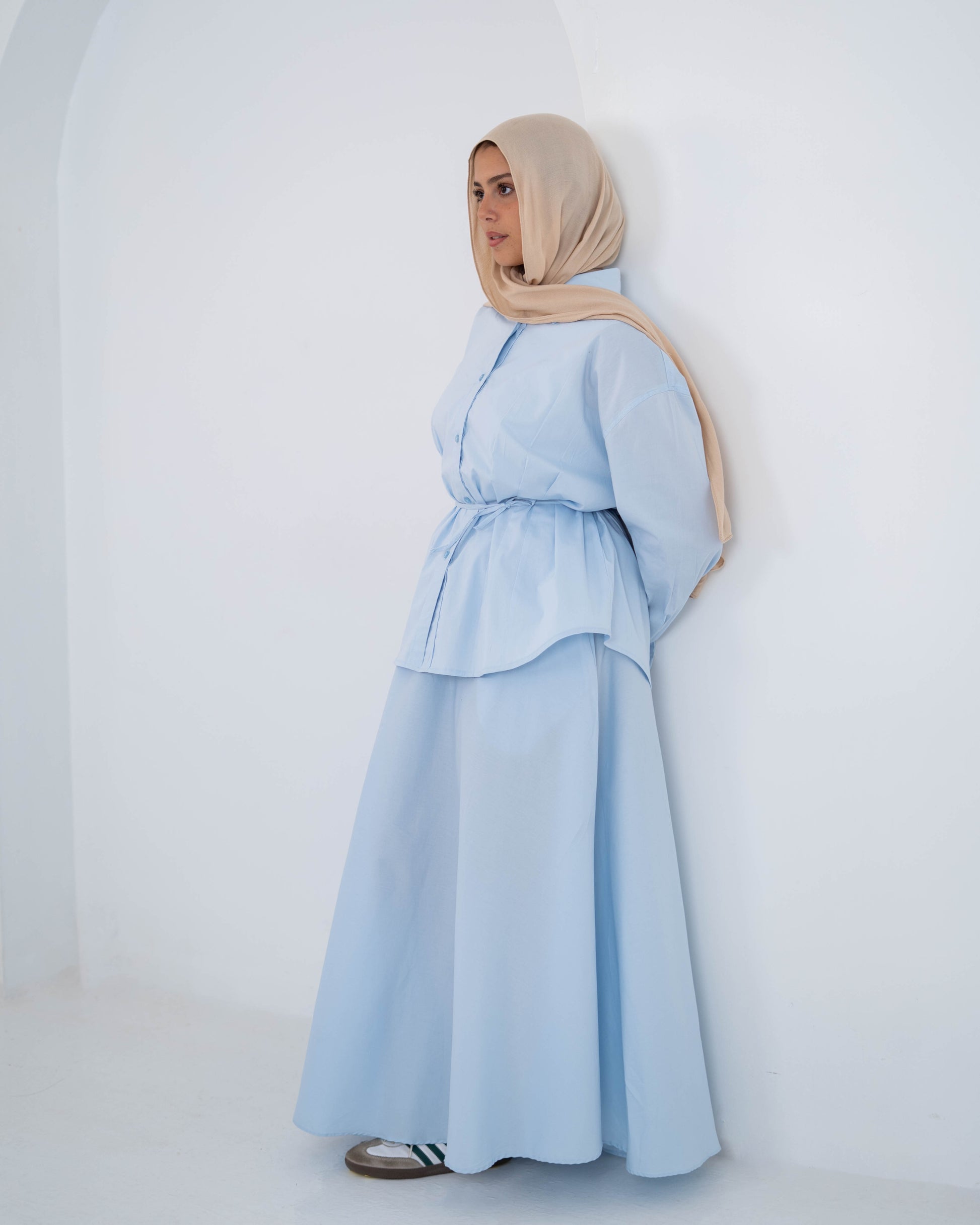 Pleated Detail Shirt -Baby Blue