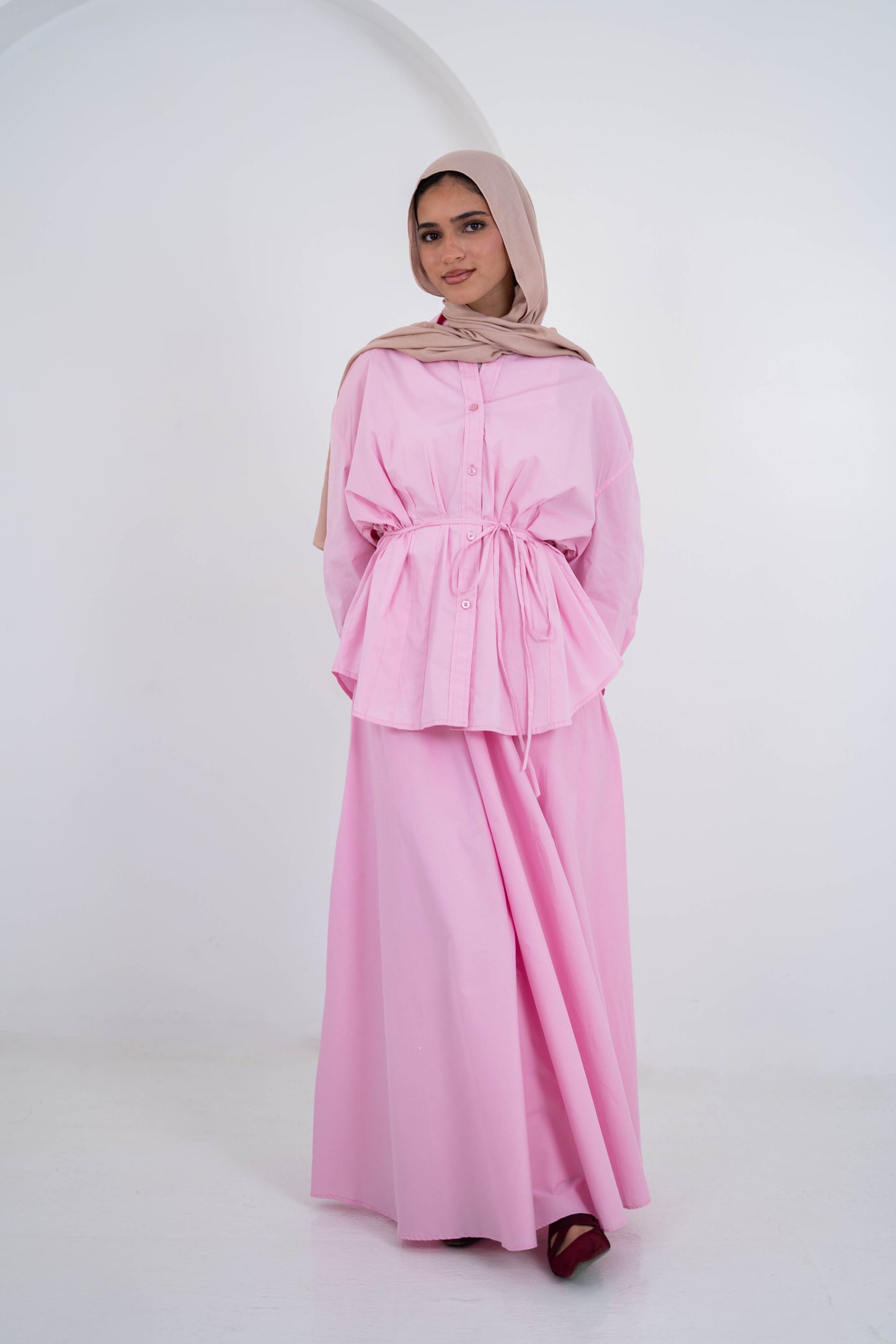 Pleated Detail Shirt -Pink