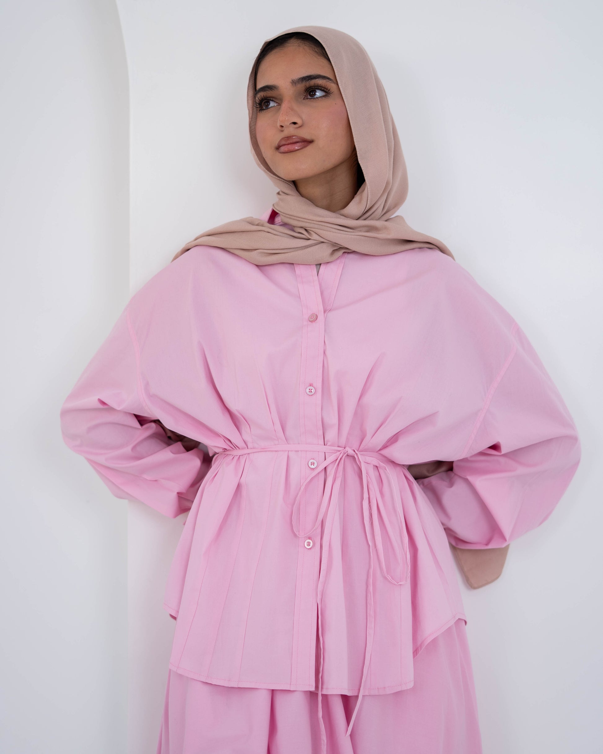 Pleated Detail Shirt -Pink