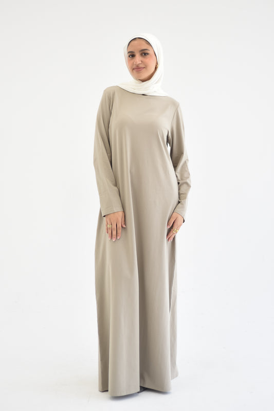 Amarican Long Cotton Dress-Beige