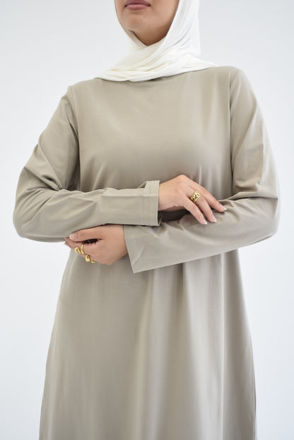 Amarican Long Cotton Dress-Beige