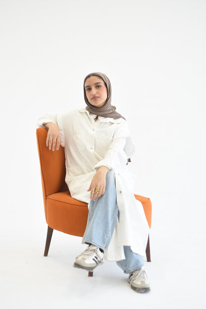Denim Dress - White