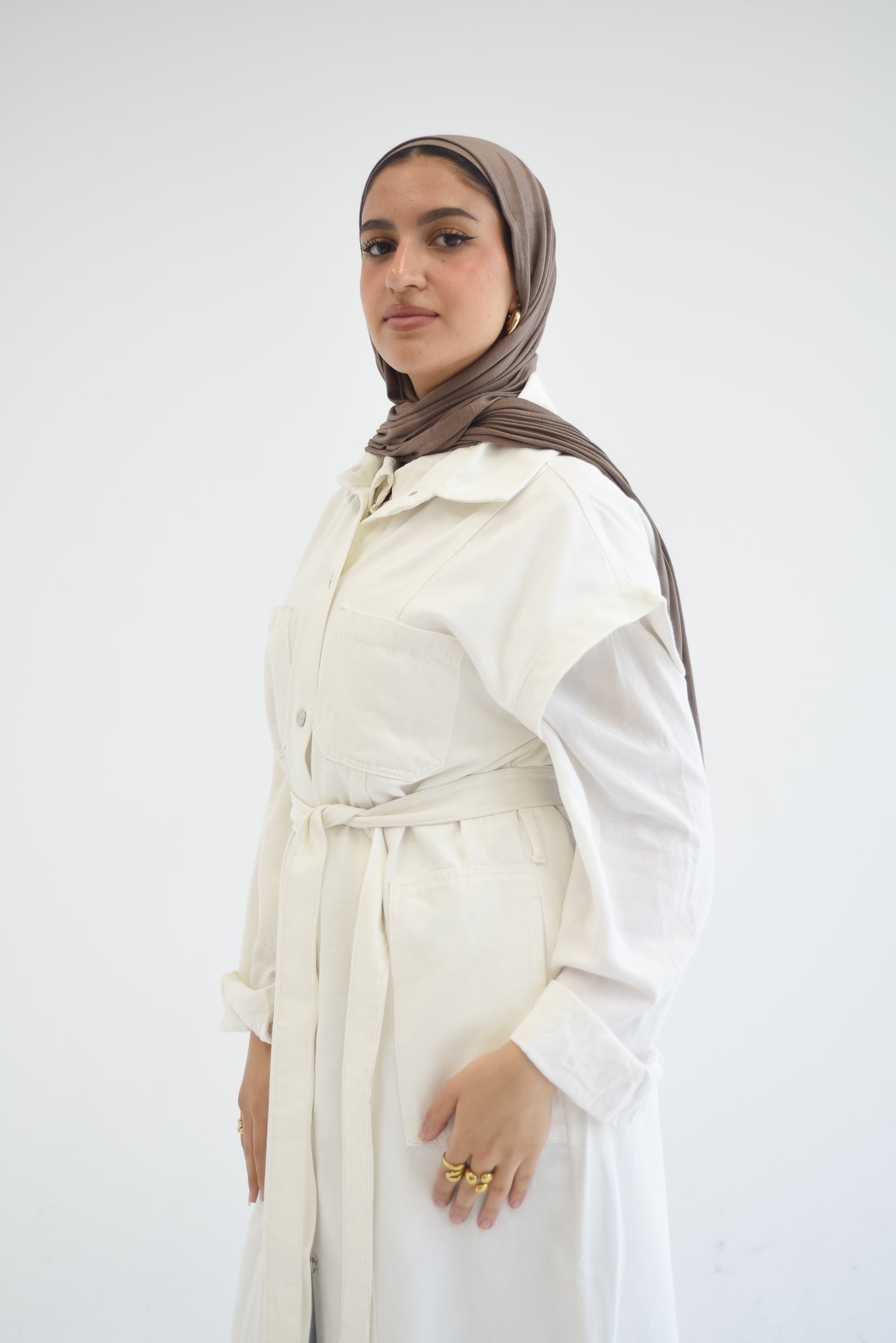 Denim Dress - White